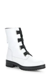 Bos. & Co. Pause Leather Boot In White/ Black Patent