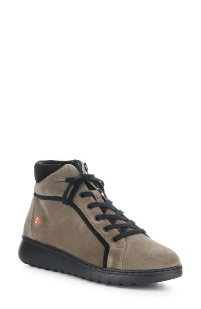 Softinos By Fly London Emma High Top Sneaker In 005 Taupe/ Black Oil Suede