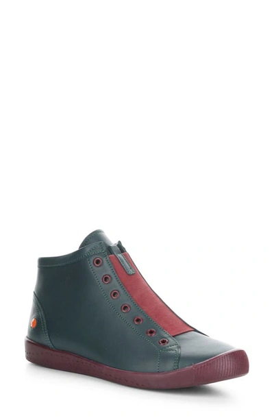 Softinos By Fly London Isba Laceless Lace-up High Top Sneaker In Forest/ Bordeaux Leather