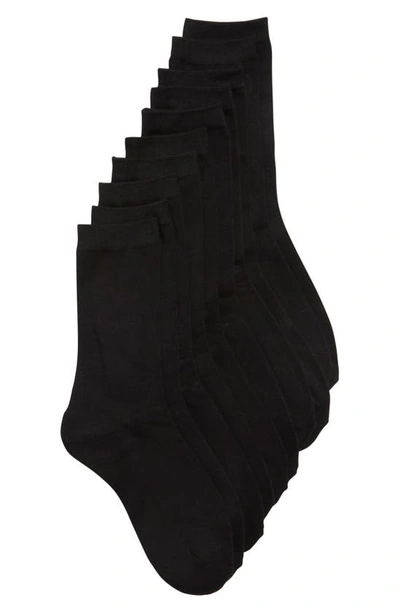 Nordstrom Pillow Sole 5-pack Crew Socks In Black