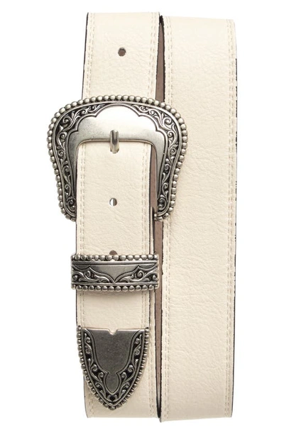 Vince Camuto Western Buckle Belt In Vanilla