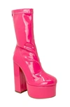 Chase & Chloe Shana Platform Boot In Fuchsia Patent