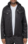 X-ray Faux Leather Hooded Moto Jacket With Faux Fur Lining In Black