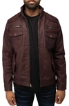 X-ray Faux Leather Utility Jacket In Burgundy
