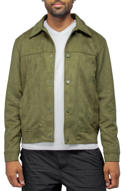 X-ray Faux Suede Moto Jacket In Olive