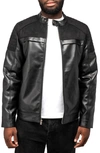 X-ray Faux Leather Jacket With Faux Fur Lining In Black/ Black
