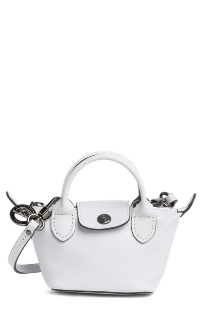 Longchamp Le Pliage Cuir Nano Crossbody Bag In Grey