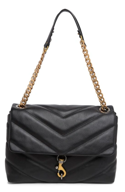 Rebecca Minkoff Edie Maxi Leather Shoulder Bag In Black