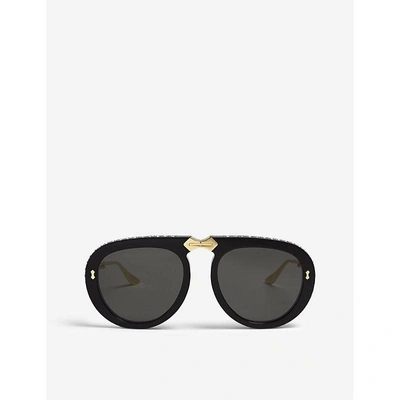 Gucci Gg0307s Pilot-frame Foldable Sunglasses In Gold