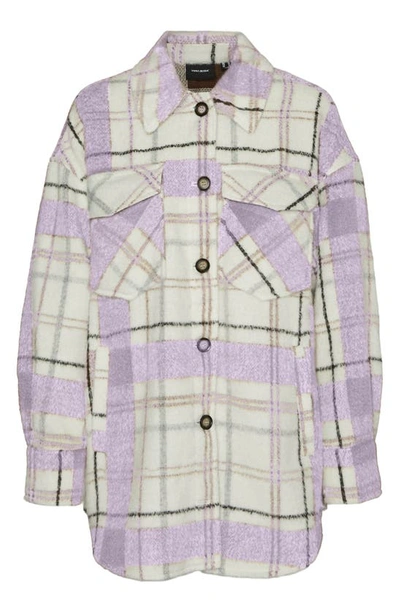 Vero Moda Leslie Check Lonline Jacket In Lavender Fog Checks