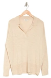 Madewell Long Sleeve Merino Wool Polo Sweater In Heather Oatmeal