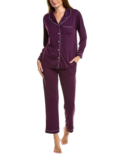 Flora By Flora Nikrooz 2pc Knit Notch Collar Pajama Set In Purple