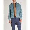 Paul Smith Suede Bomber Jacket In Pale Blue