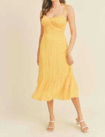 Lush Just The Way You Are Tuscan Yellow Swiss Dot Tie Strap Midi Dress
