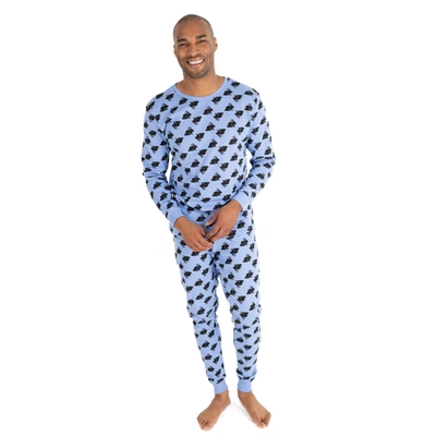 Leveret Mens Two Piece Cotton Pajamas Bunny Blue In Multi