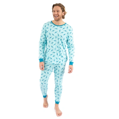 Leveret Mens Two Piece Cotton Pajamas Sharks In Multi
