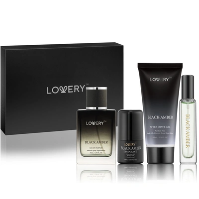 Lovery 5-pc. Black Amber Bath & Body Gift Set - Cologne, Shave Gel, Deodorant & More In White