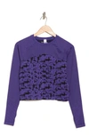 Z By Zella Long Sleeve Stretch Crop T-shirt In Purple Opulence