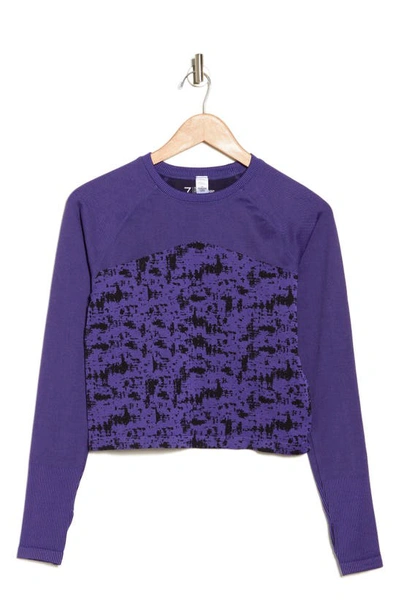 Z By Zella Long Sleeve Stretch Crop T-shirt In Purple Opulence