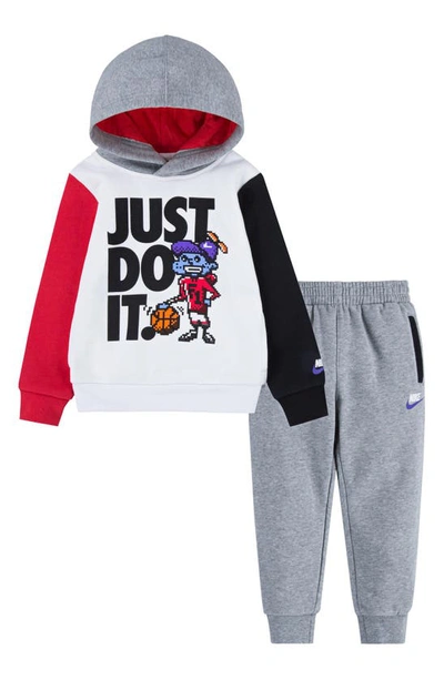 Nike Kids' Logo Hoodie & Joggers Set In Dark Grey Heather