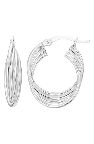 A & M Sterling Silver Layered Hoop Earrings In Metallic
