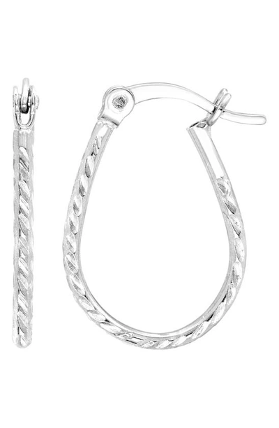 A & M Sterling Silver Twist Oval Hoop Earrings In Gray
