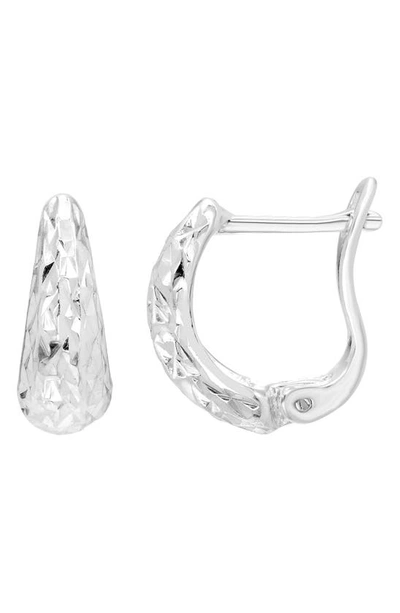 A & M Sterling Silver Textured Huggie Hoop Earrings