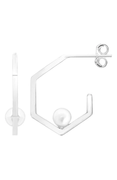 A & M Sterling Silver Hexagon Hoop Earrings