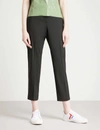 Theory Treeca Cropped Stretch-wool Tapered Trousers In Black