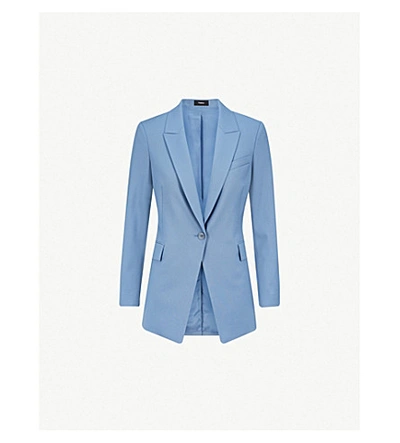 Theory Etiennette Stretch-wool Blazer In Blue Willow