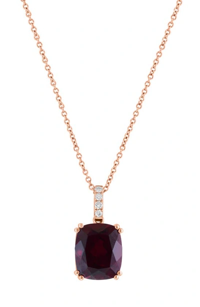 Effy 14k Rose Gold Lab Created Ruby & Lab Created Diamond Pendant Necklace In Red