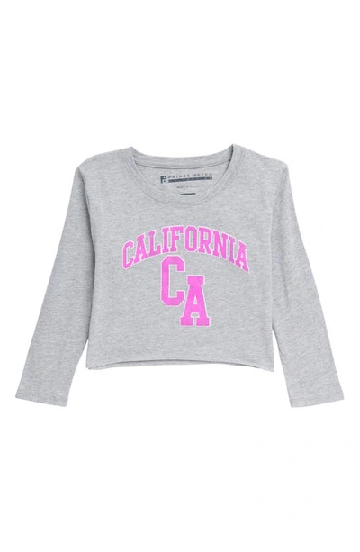 Prince Peter Kids' Cotton Long Sleeve California Graphic T-shirt In Heather Grey