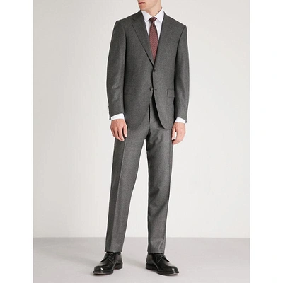 Canali Puppytooth Tailored-fit Wool Suit In Grey