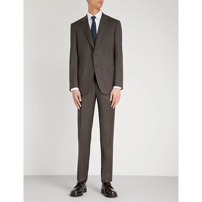 Canali Regular-fit Wool Suit In Brown