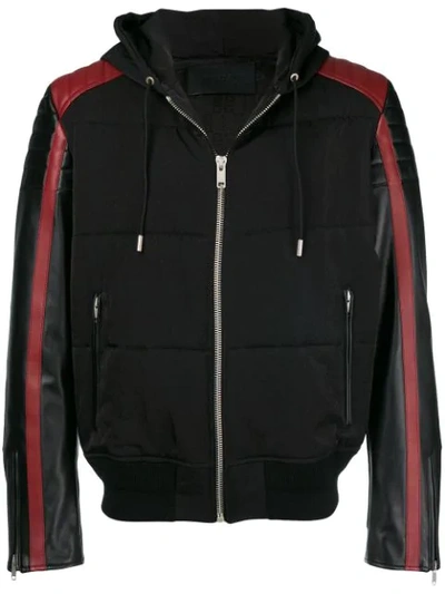 Givenchy Contrasting Sleeves Hooded Jacket In Black