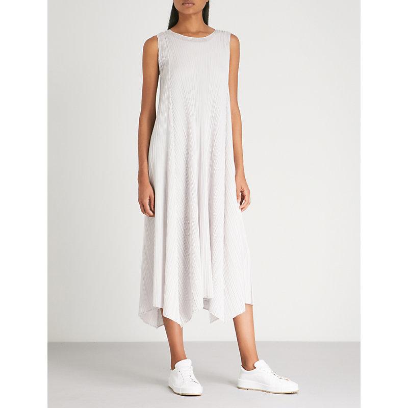 Pleated Handkerchief Hem Dress