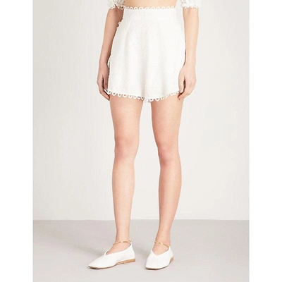 Zimmermann Melody High-rise Linen And Cotton-blend Shorts In Ivory
