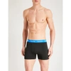 Calvin Klein Pack Of Three Modern Essentials Classic-fit Stretch-cotton Trunks In Black Grey Blue Green