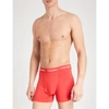 Calvin Klein Pack Of Three Modern Essentials Classic-fit Stretch-cotton Trunks In Red Blue Teal
