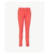 Ag Farrah Skinny Ankle Leather-look High-rise Jeans In Red Poppy