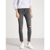 Frame Woman Distressed Mid-rise Skinny Jeans Light Gray In Eastwind