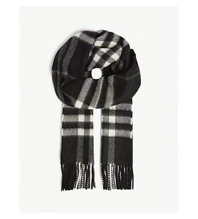 Burberry Checked Cashmere Scarf In Black Check