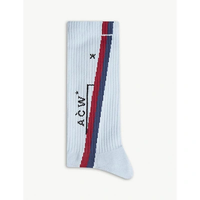 A-cold-wall* Diagonal Stripe Rib-knit Socks In Slate Blue