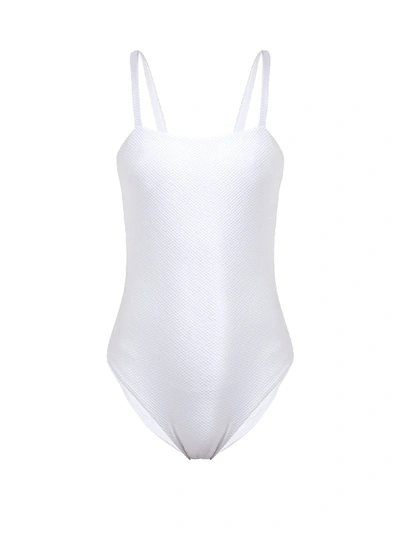Asceno Palma Square-neck Basketweave Swimsuit In Bright White