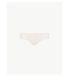 Simone Perele Delice Jersey And Embroidered Mesh Thong In Blush