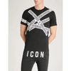 Dsquared2 Logo-tape Print Cotton T-shirt In Black