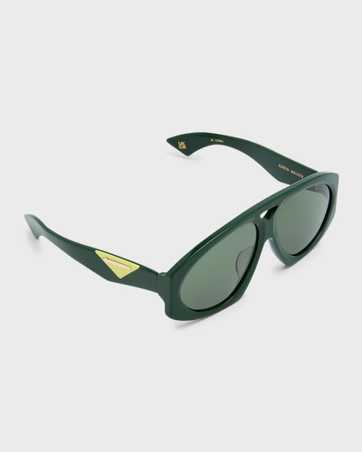 Karen Walker Logo Acetate Aviator Sunglasses In Forest