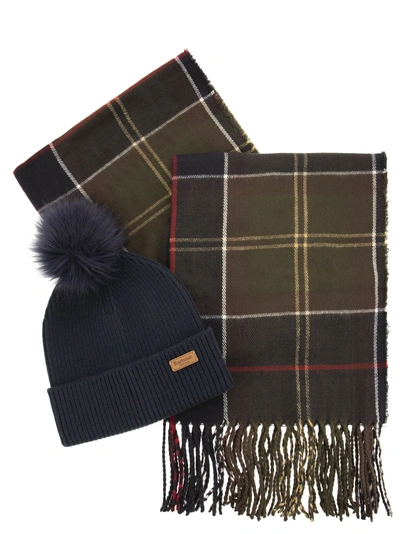 Barbour Dover Cap & Scarf Hailes Set In Blue