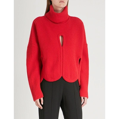 Antonio Berardi Notte Wool And Cashmere-blend Turtleneck Jumper In Medium Red