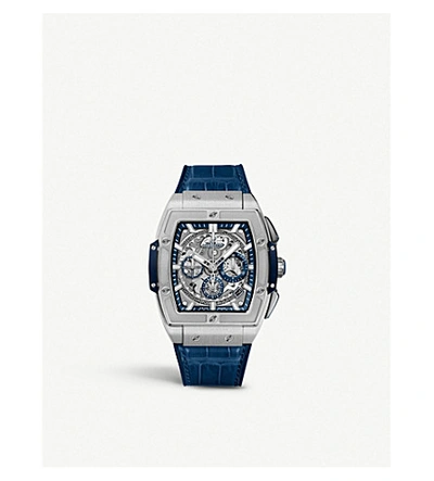 Hublot 641.nx.7170.lr Spirit Of Big Bang Titanium And Alligator-leather Watch In Blue